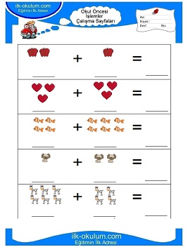 Çocuklar İçin toplam işlemi yaprak testleri 